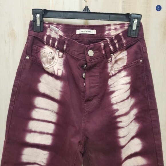 Pac Sun Eco Raspberry Tie Dye Jeans Raw Hem Straight Like NEW 5 button f… - Picture 2 of 10